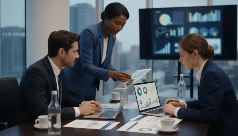 Profissionais de agência VTEX em reunião estratégica e análise de dados